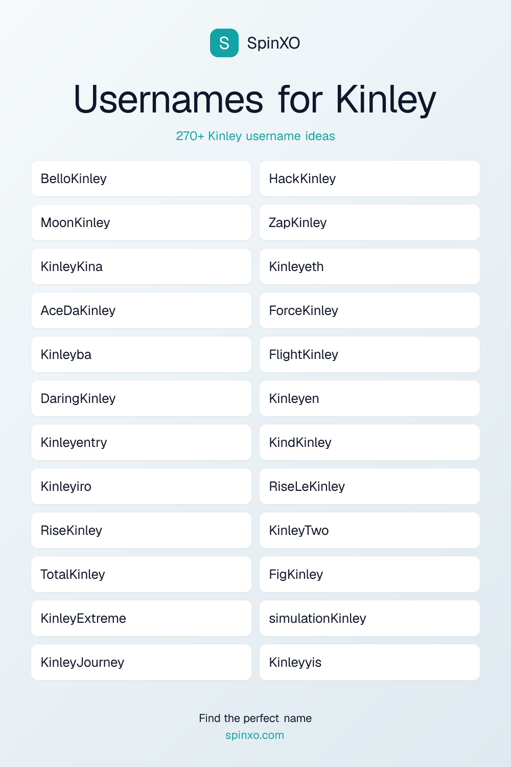 Usernames for Kinley