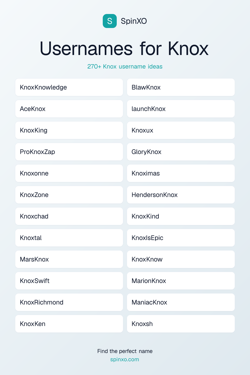 Usernames for Knox