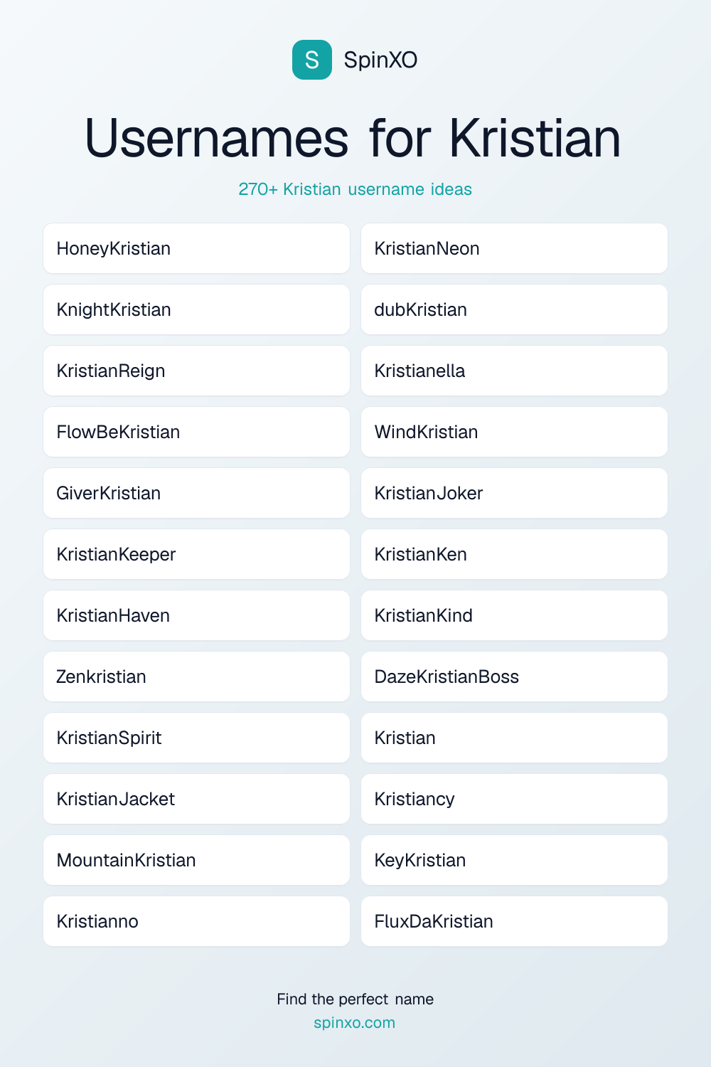 Usernames for Kristian