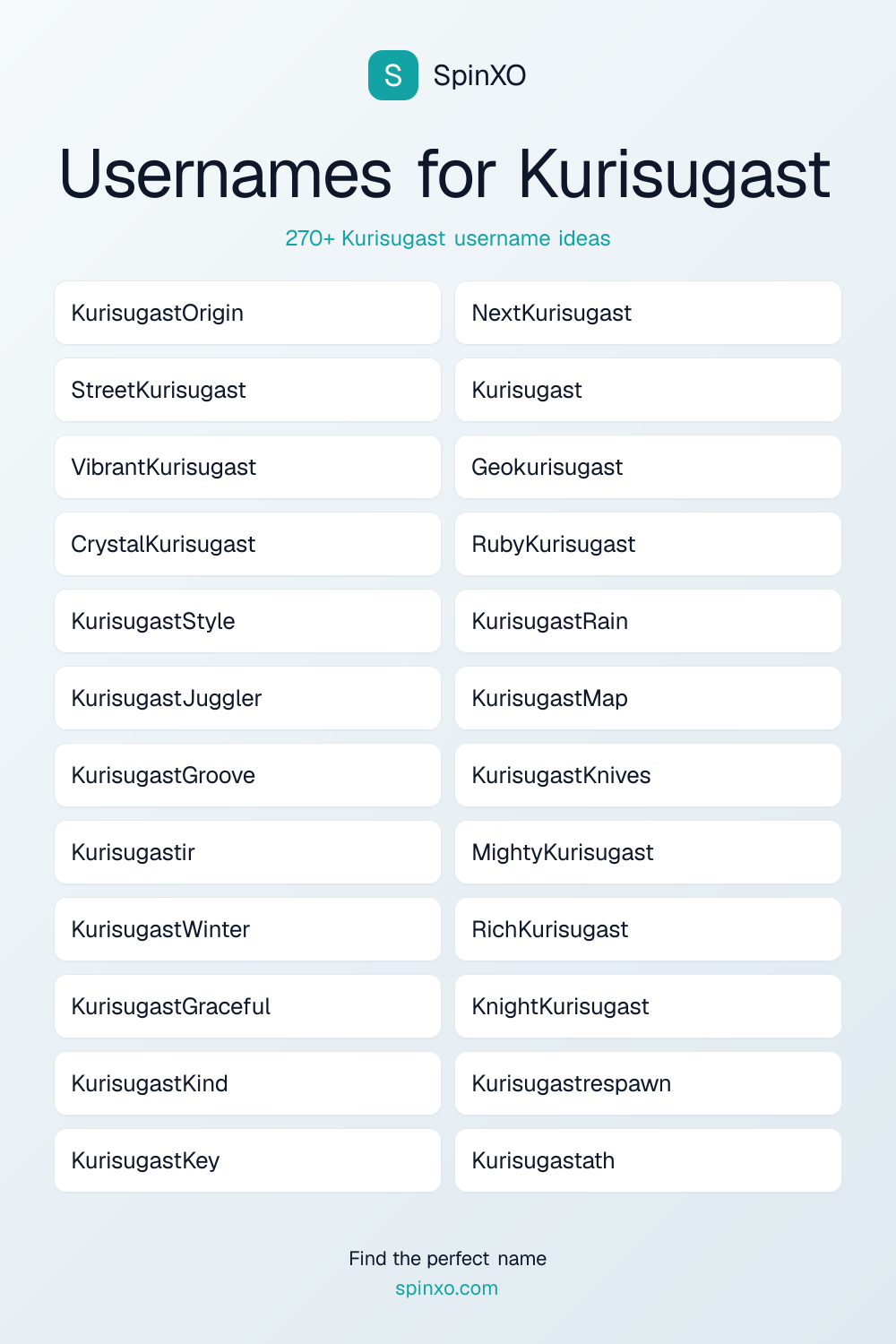 Kurisugast Username Ideas - 270+ Aesthetic, Cute & Cool Names | SpinXO