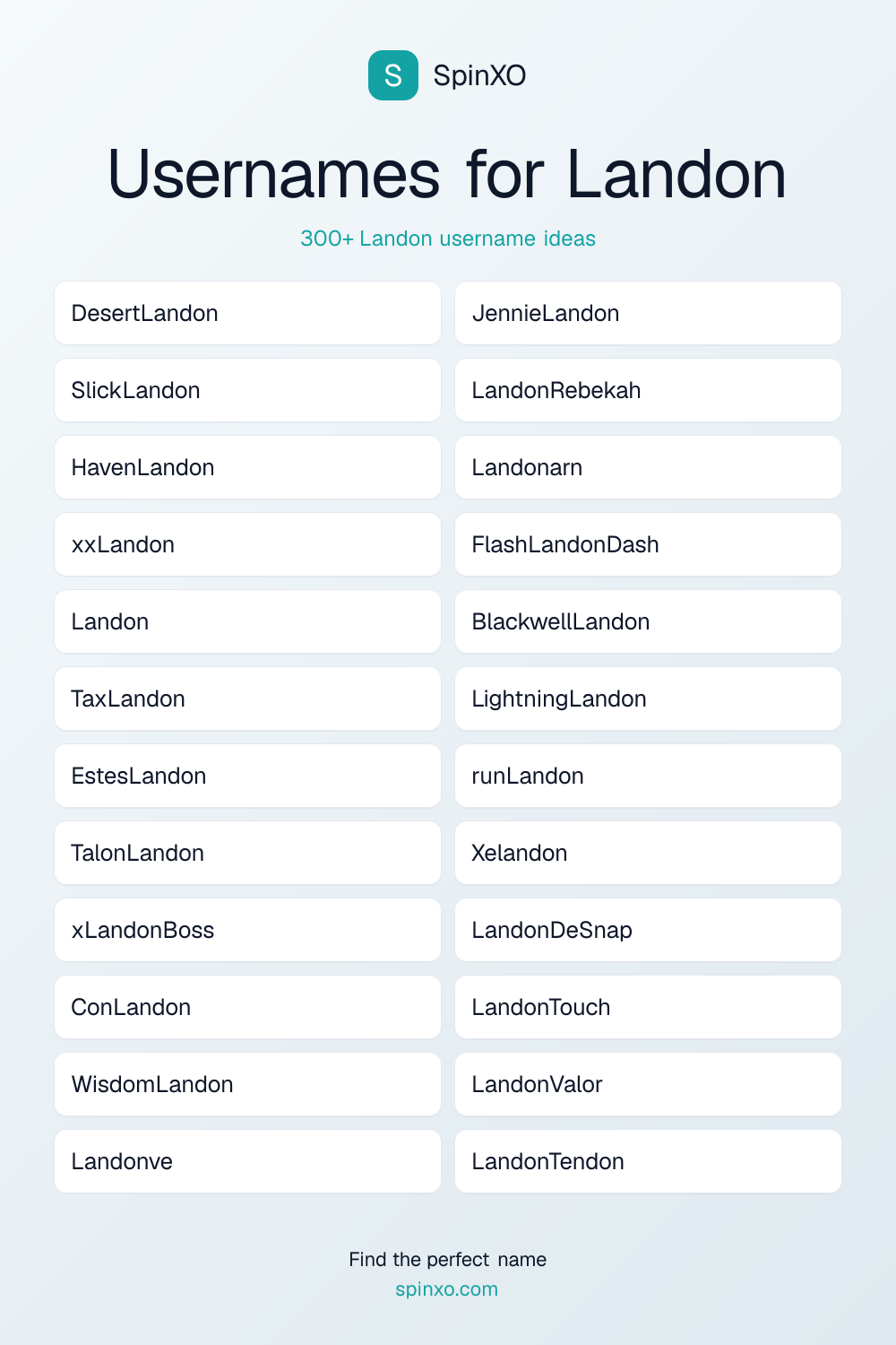 Usernames for Landon