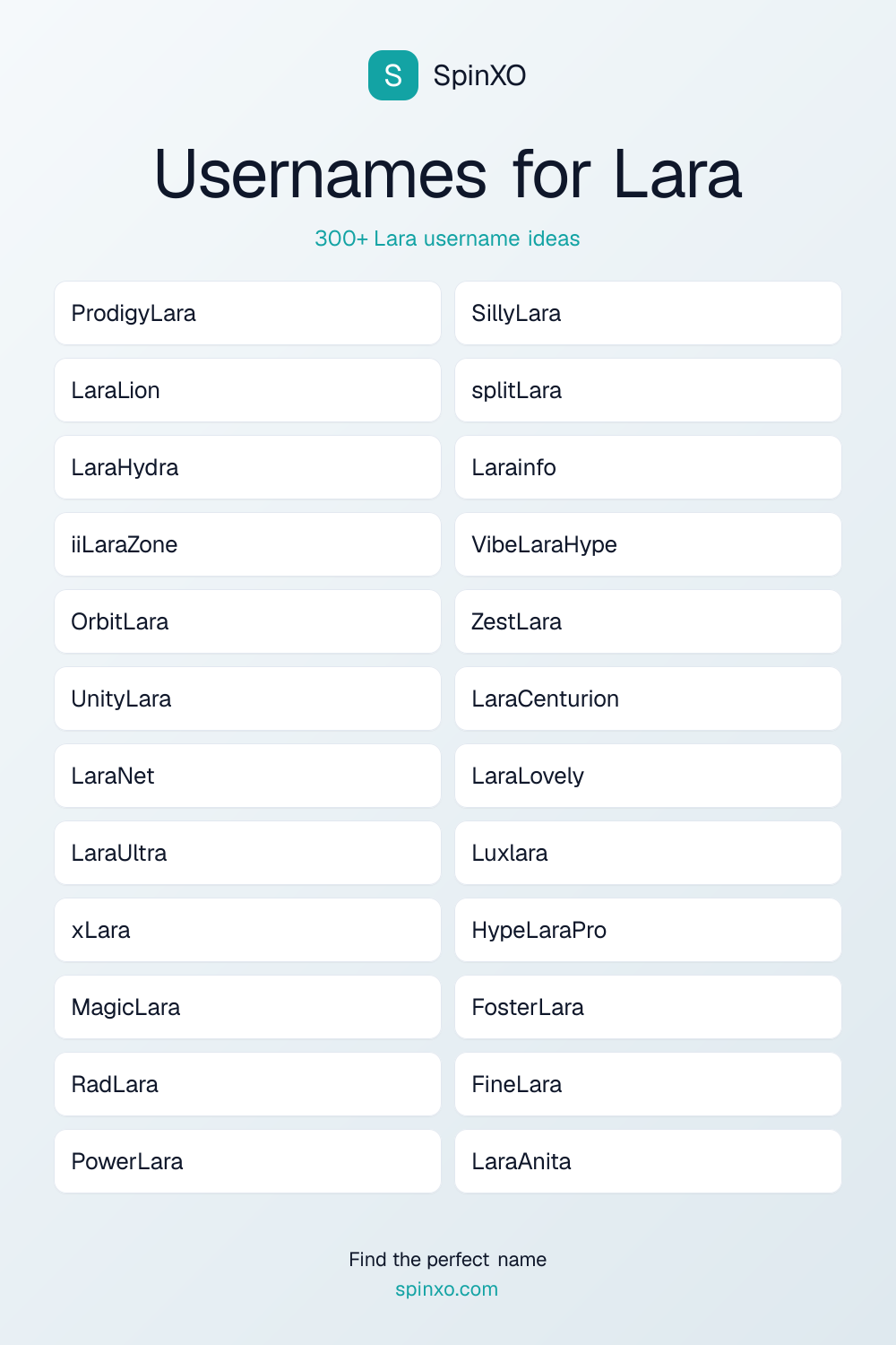 Usernames for Lara