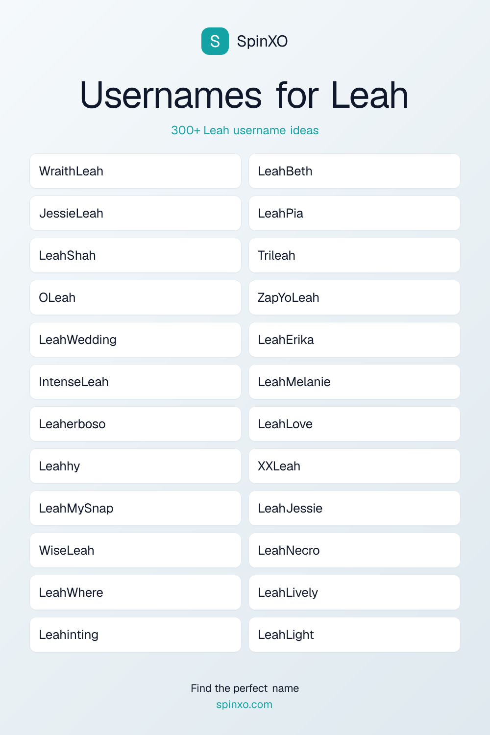 Usernames for Leah
