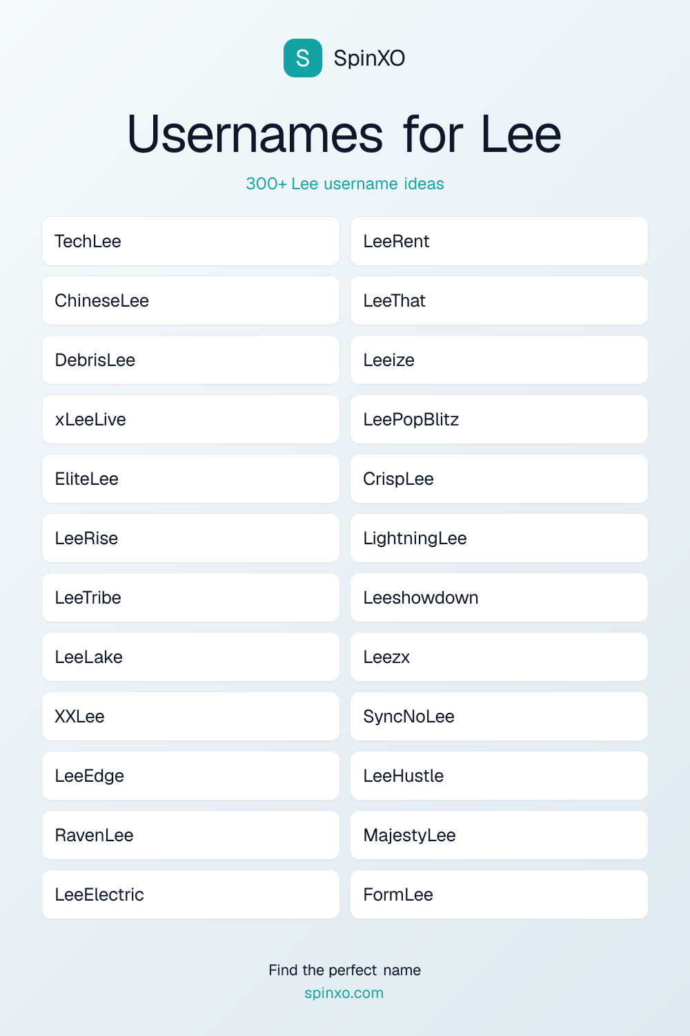 Usernames for Lee