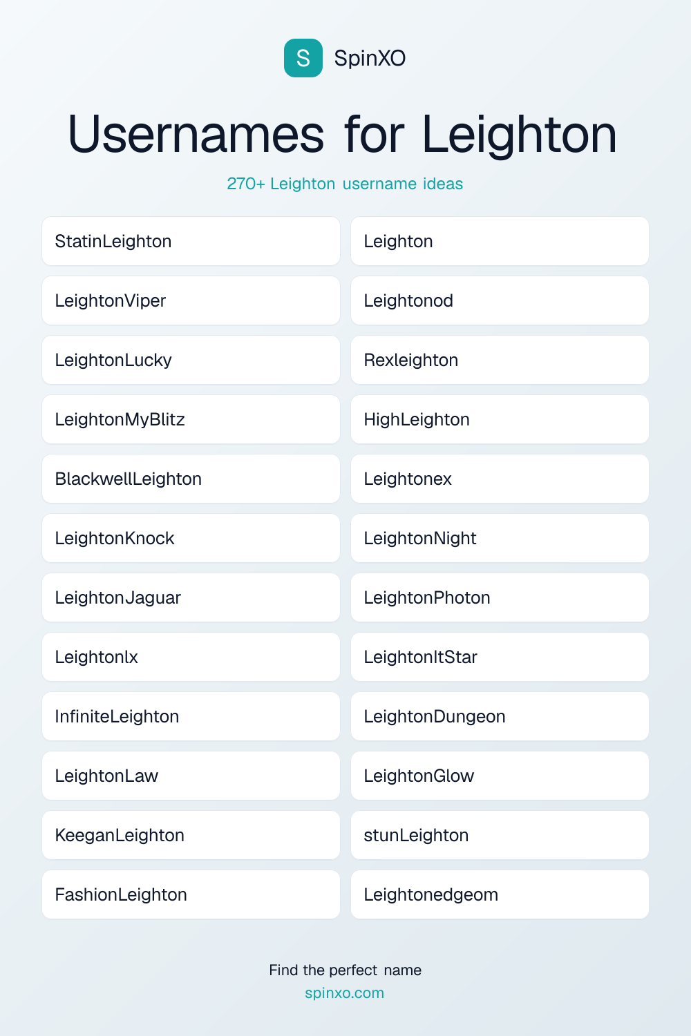 Usernames for Leighton