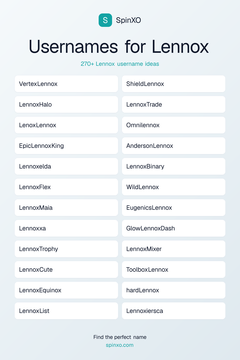 Usernames for Lennox