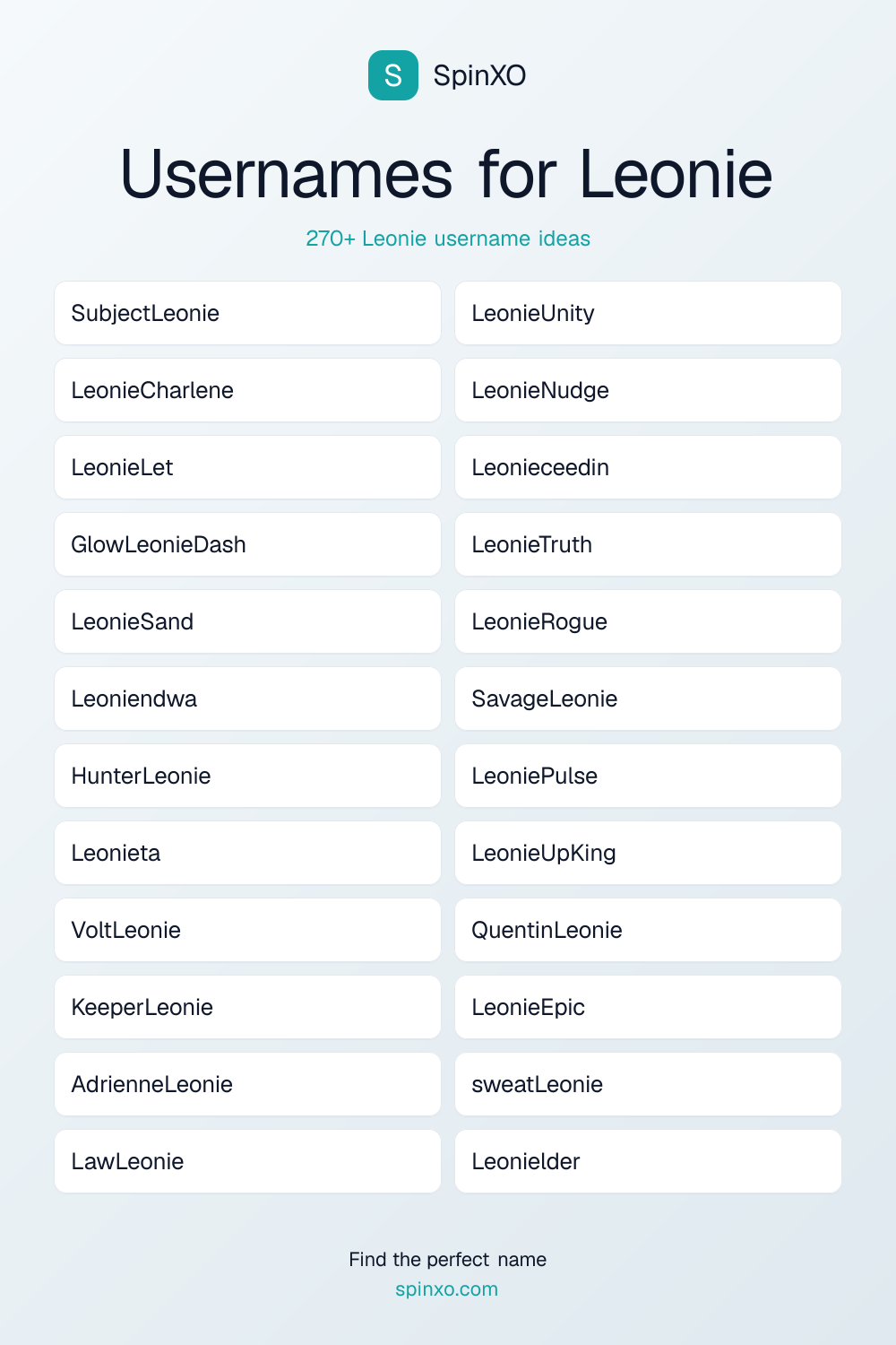 Usernames for Leonie