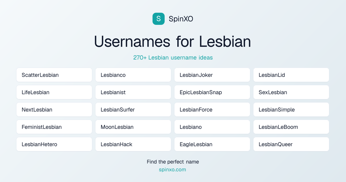 Lesbian Username Ideas - 270+ Aesthetic, Cute & Cool Names | SpinXO