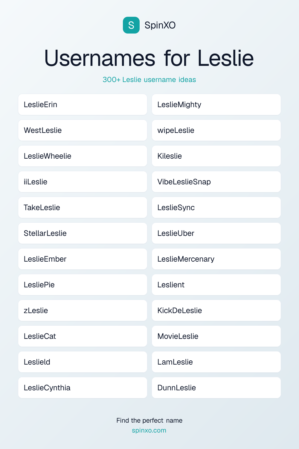 Usernames for Leslie