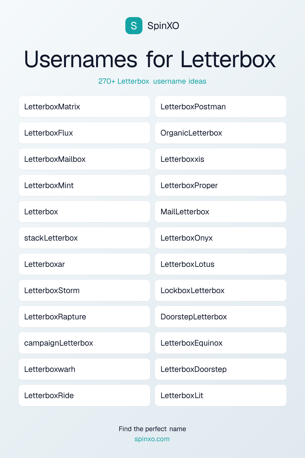 Letterbox Username Ideas - 270+ Aesthetic, Cute & Cool Names | SpinXO