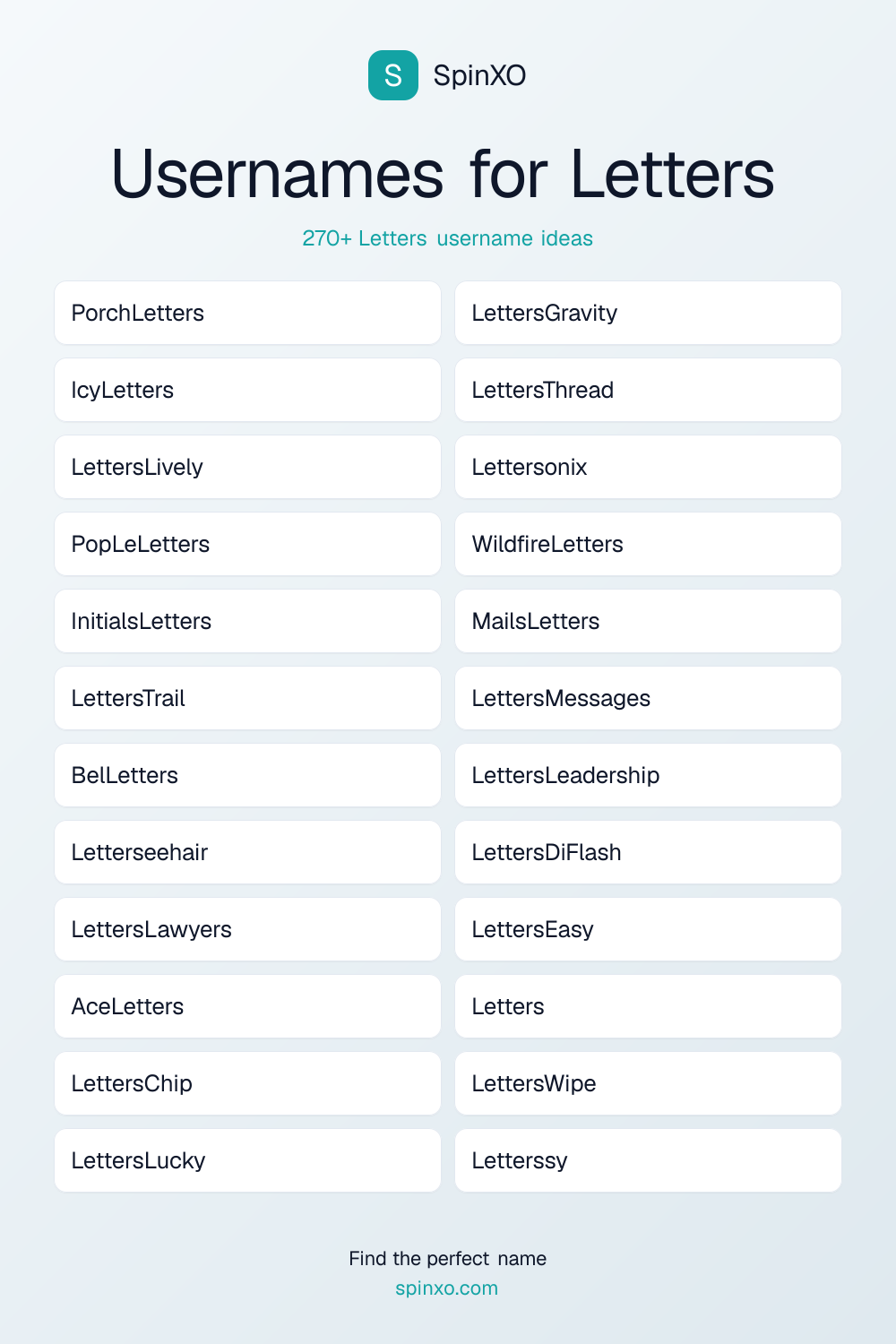 Letters Username Ideas - 270+ Aesthetic, Cute & Cool Names | SpinXO