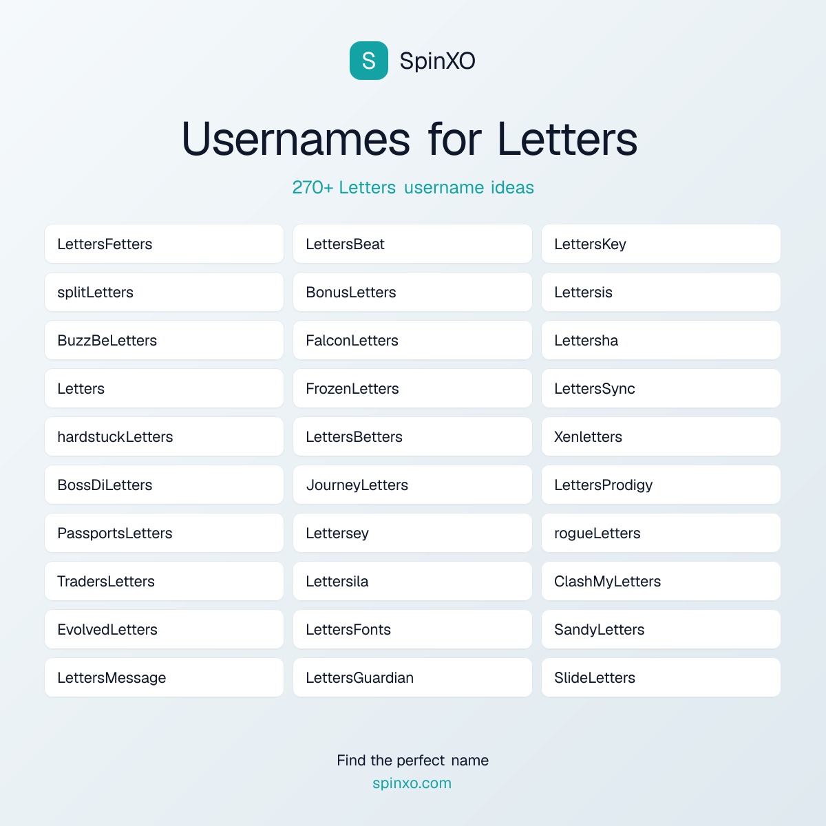 Letters Username Ideas - 270+ Aesthetic, Cute & Cool Names | SpinXO