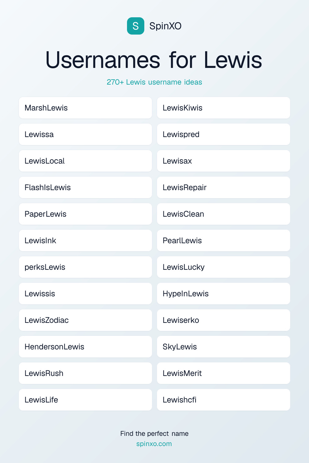 Usernames for Lewis