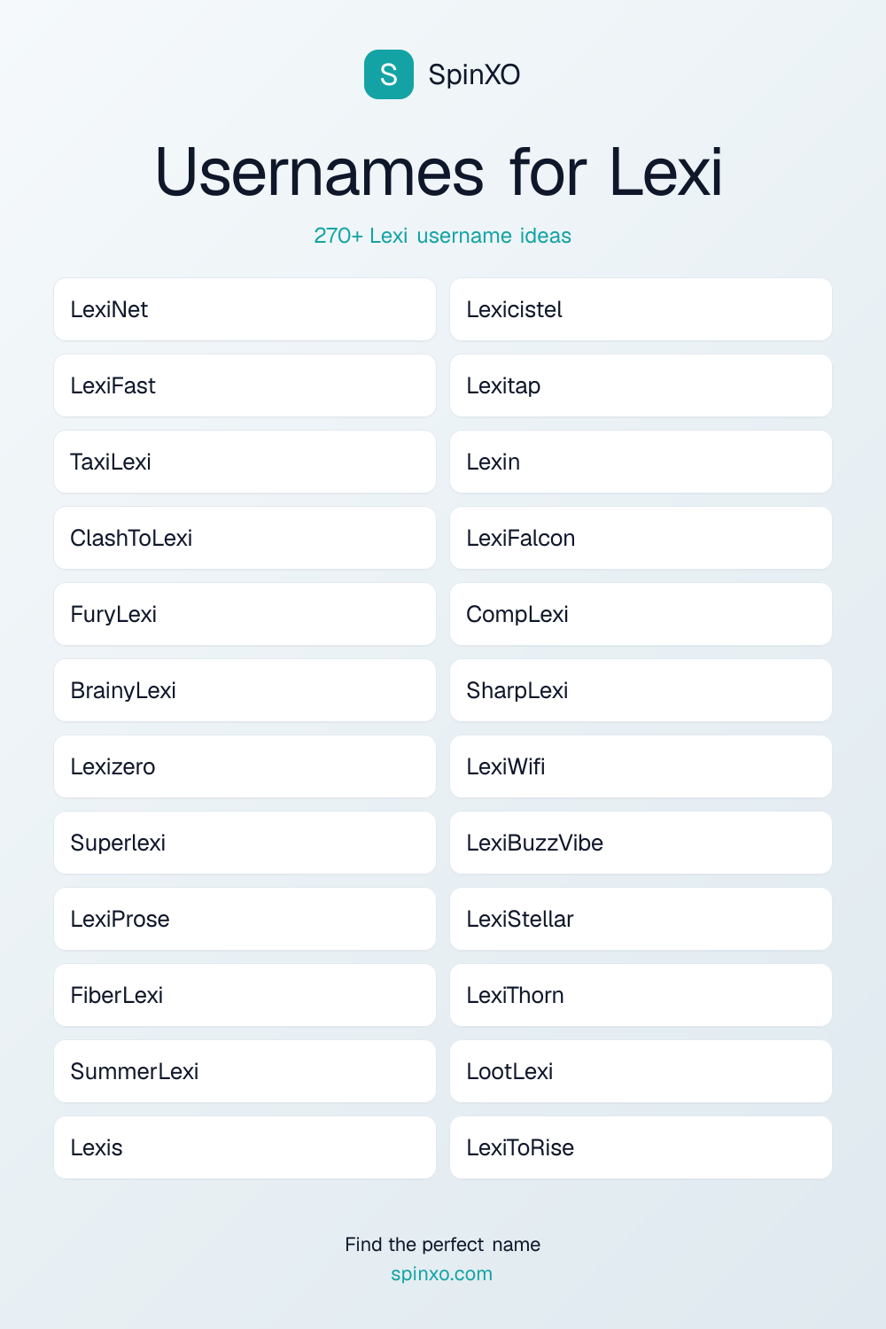 Usernames for Lexi