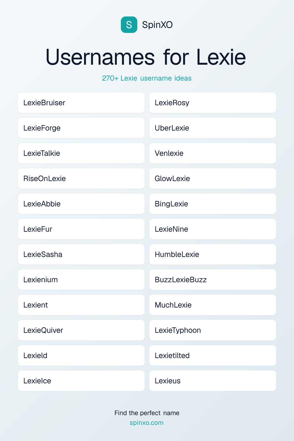 Usernames for Lexie