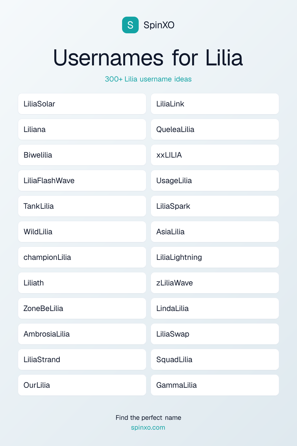 Usernames for Lilia