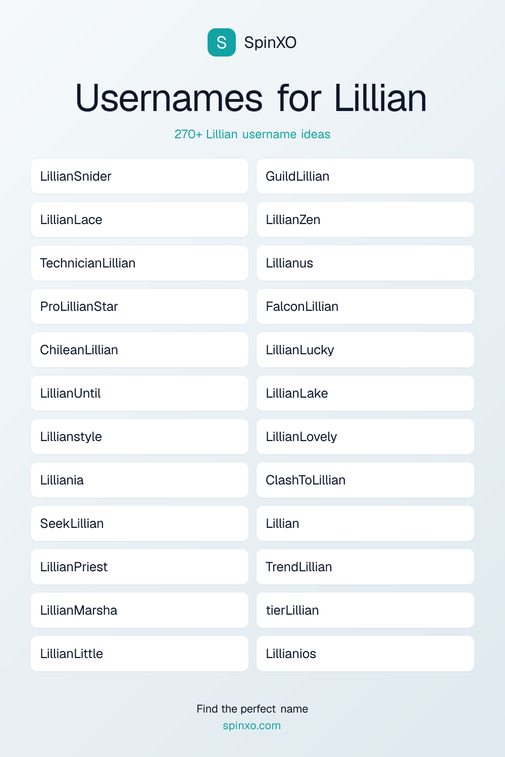 Usernames for Lillian