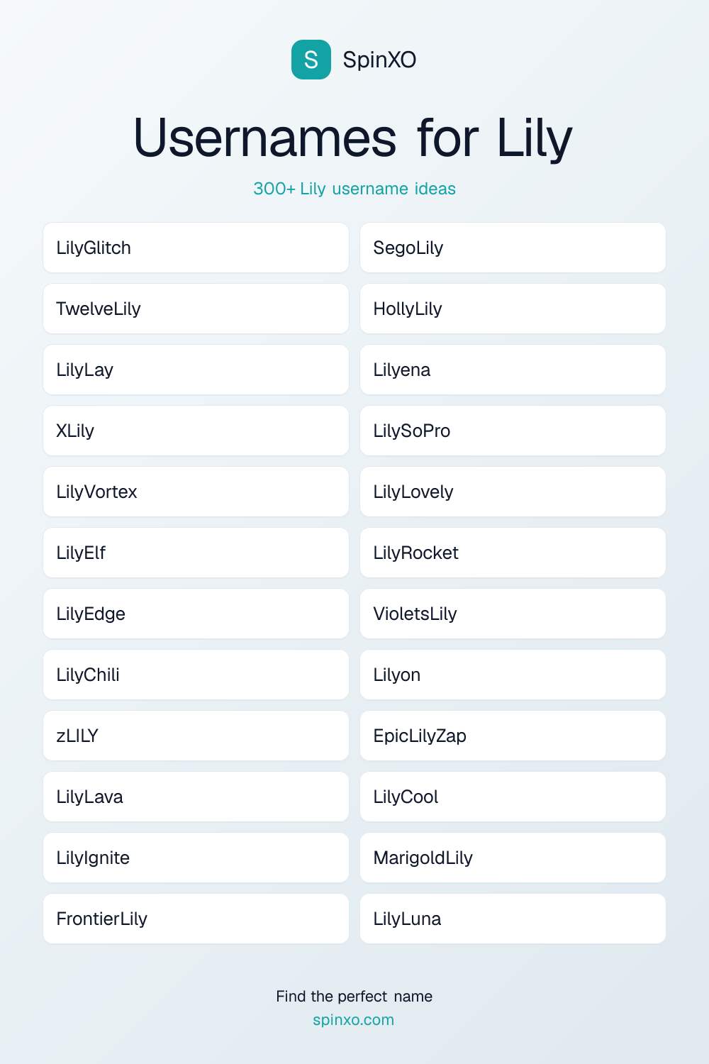 Usernames for Lily