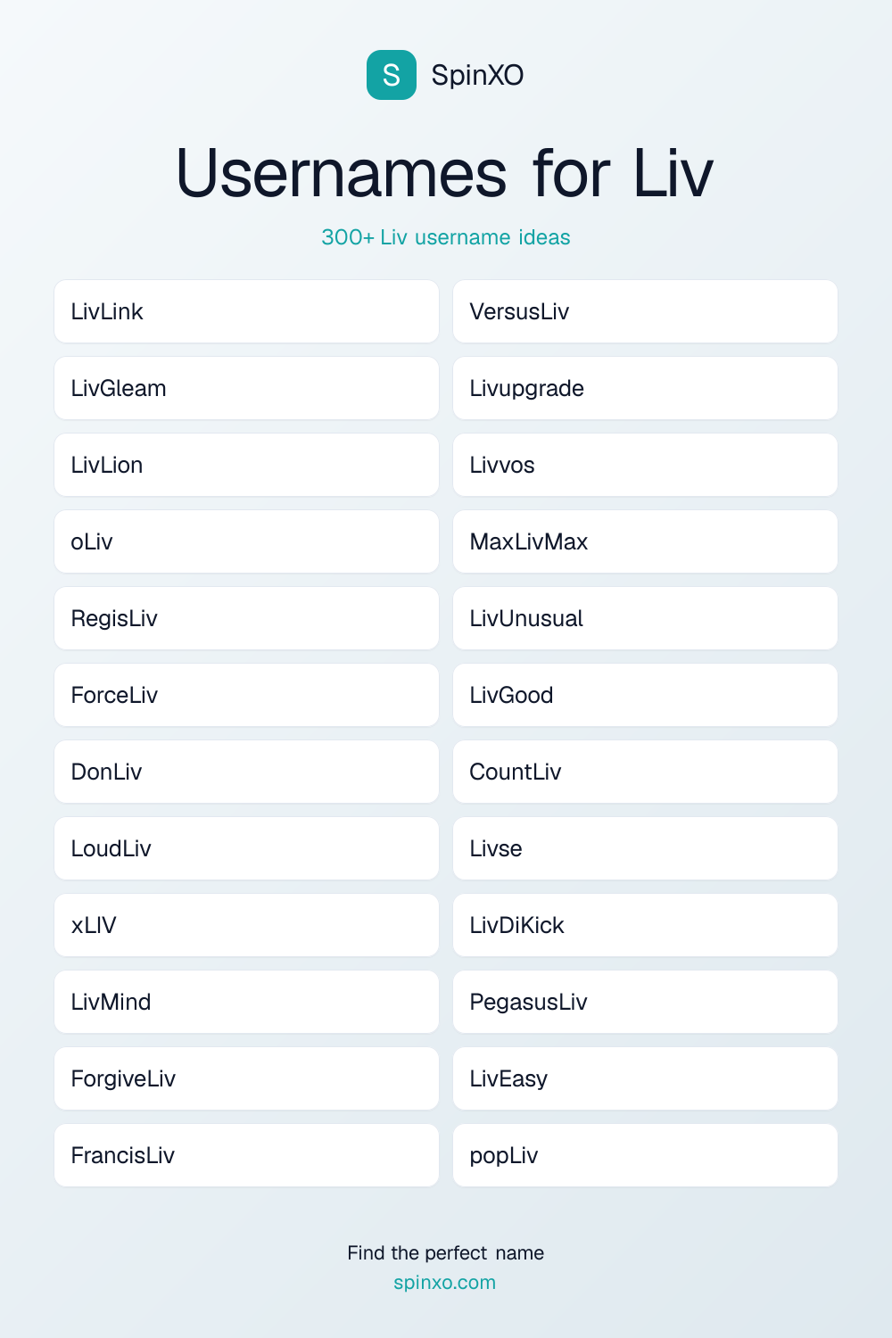 Usernames for Liv