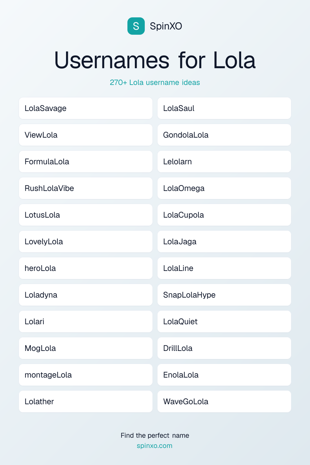Usernames for Lola