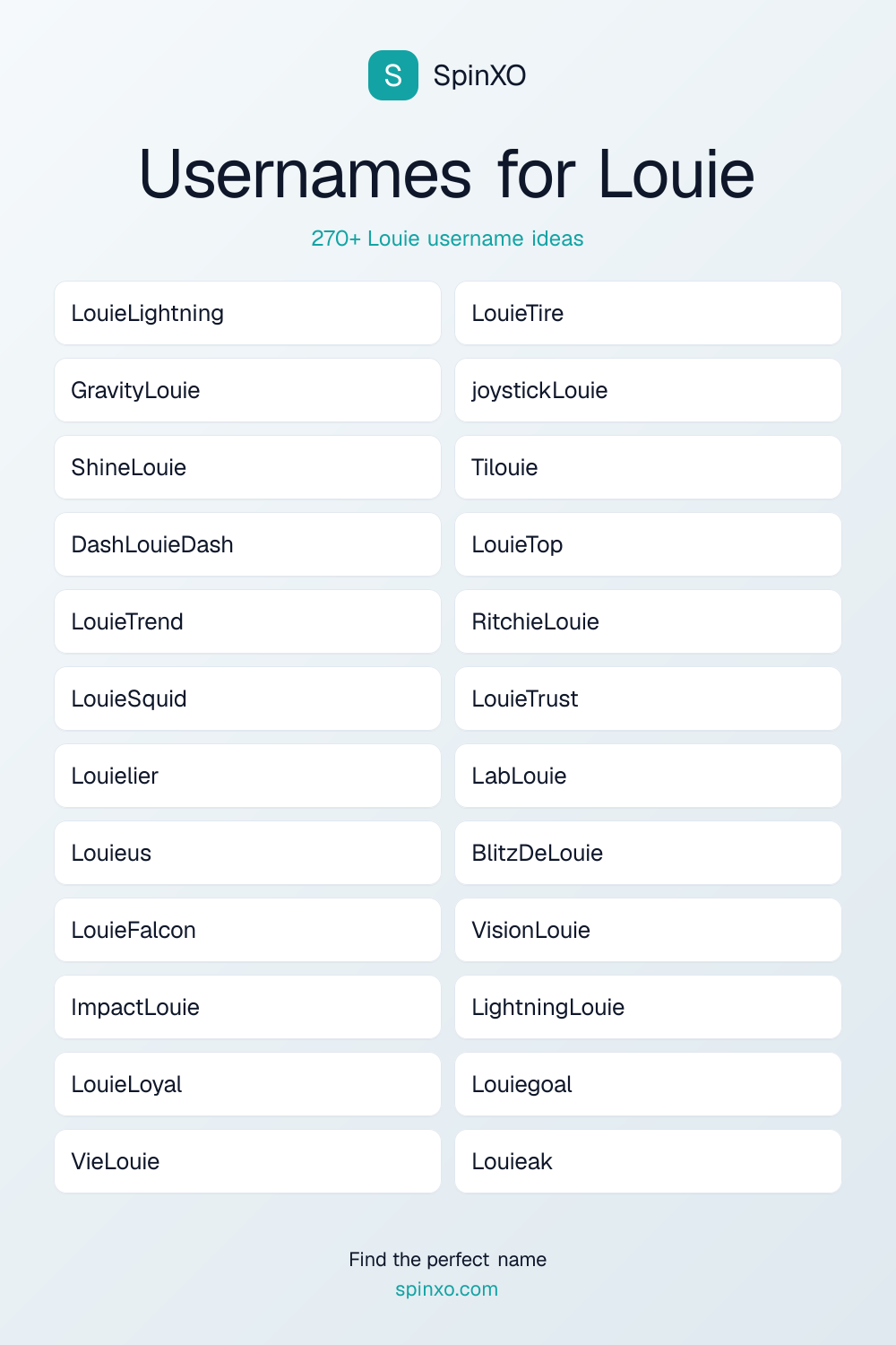 Usernames for Louie