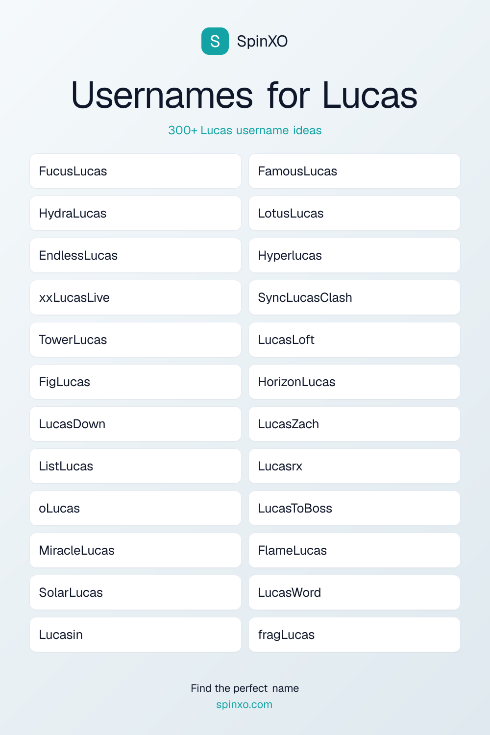 Usernames for Lucas