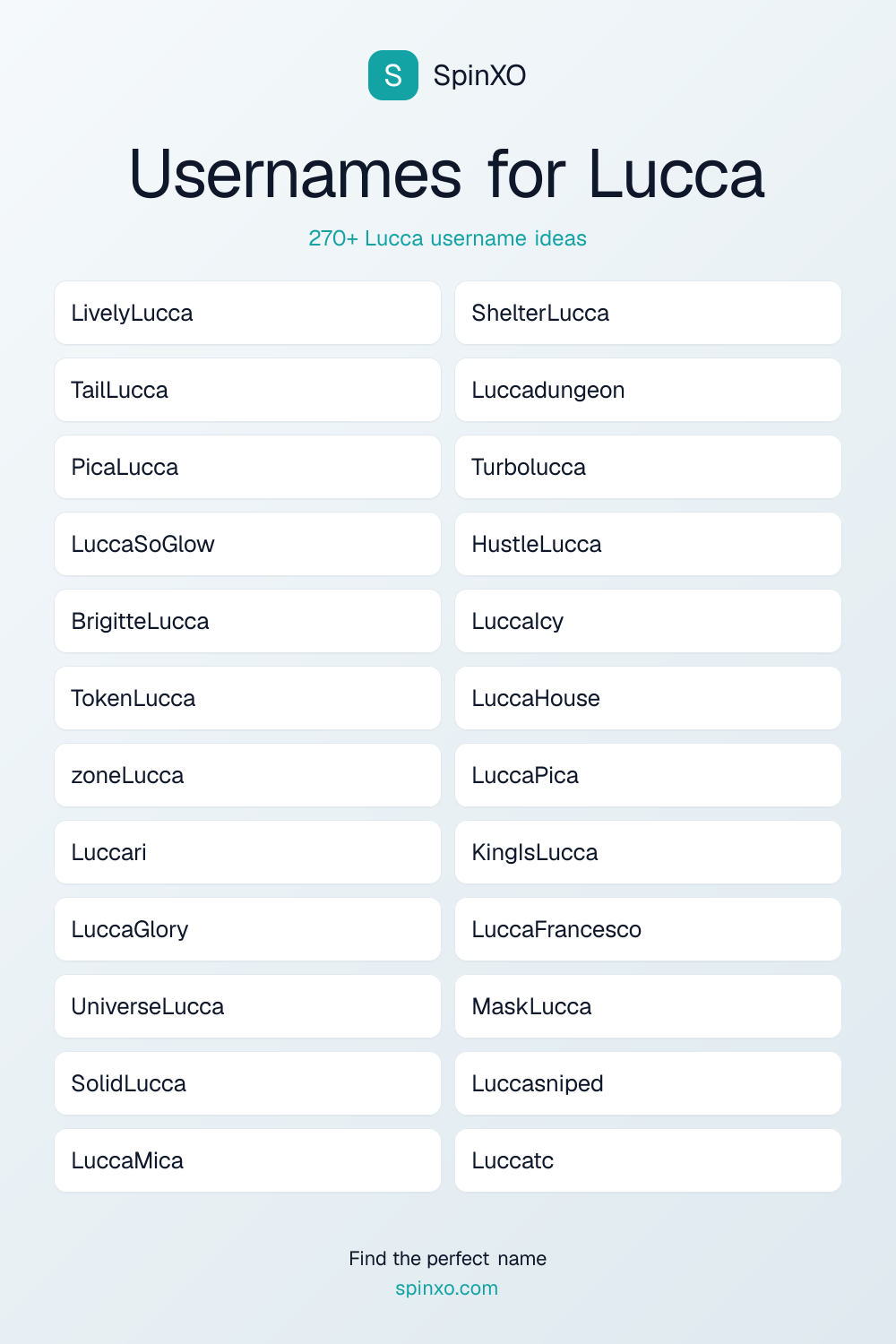 Usernames for Lucca