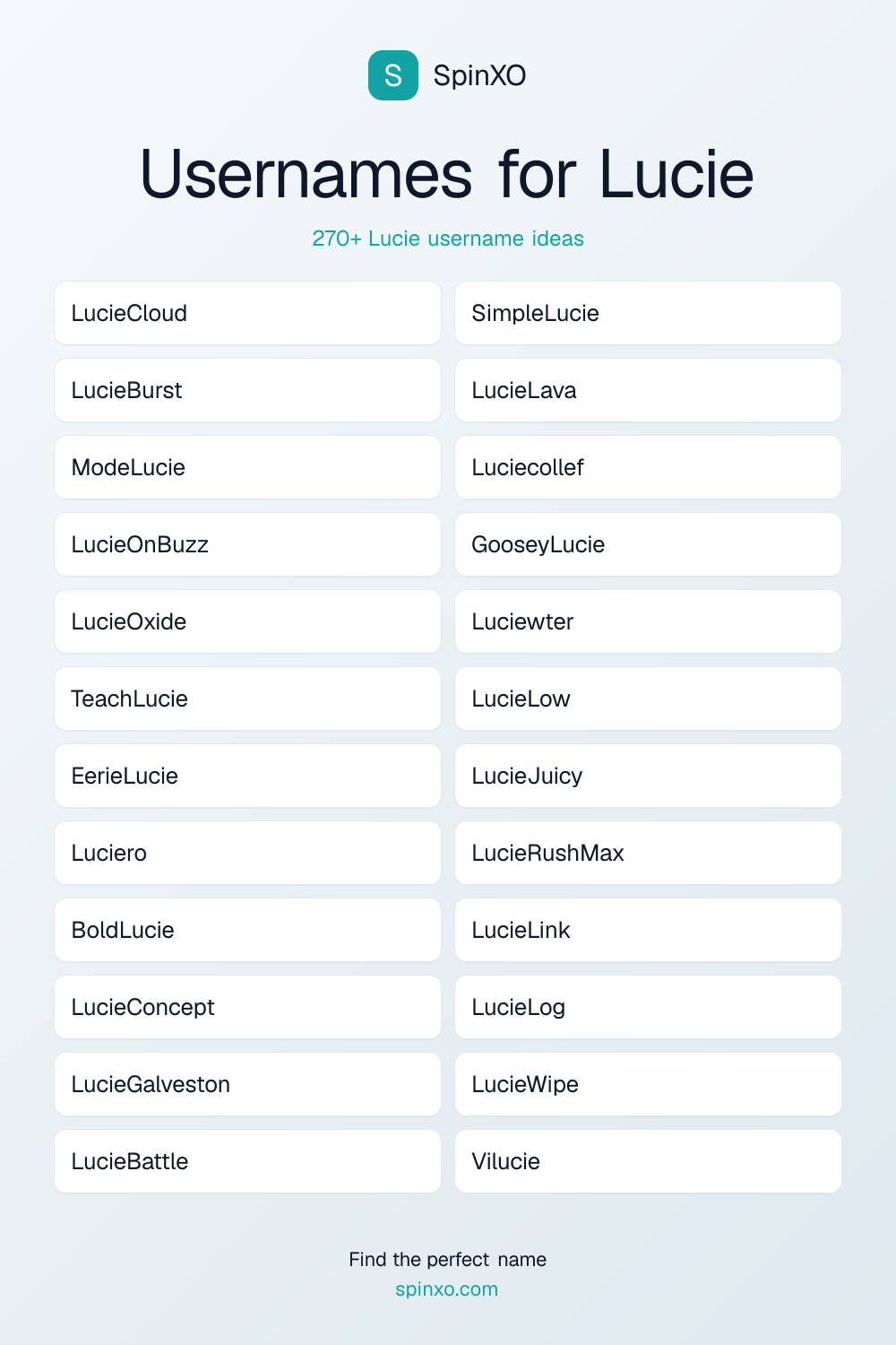 Usernames for Lucie