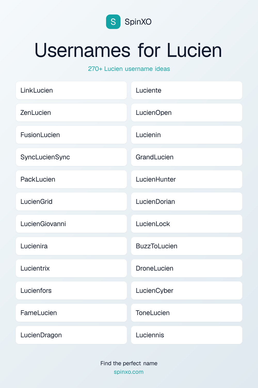 Usernames for Lucien