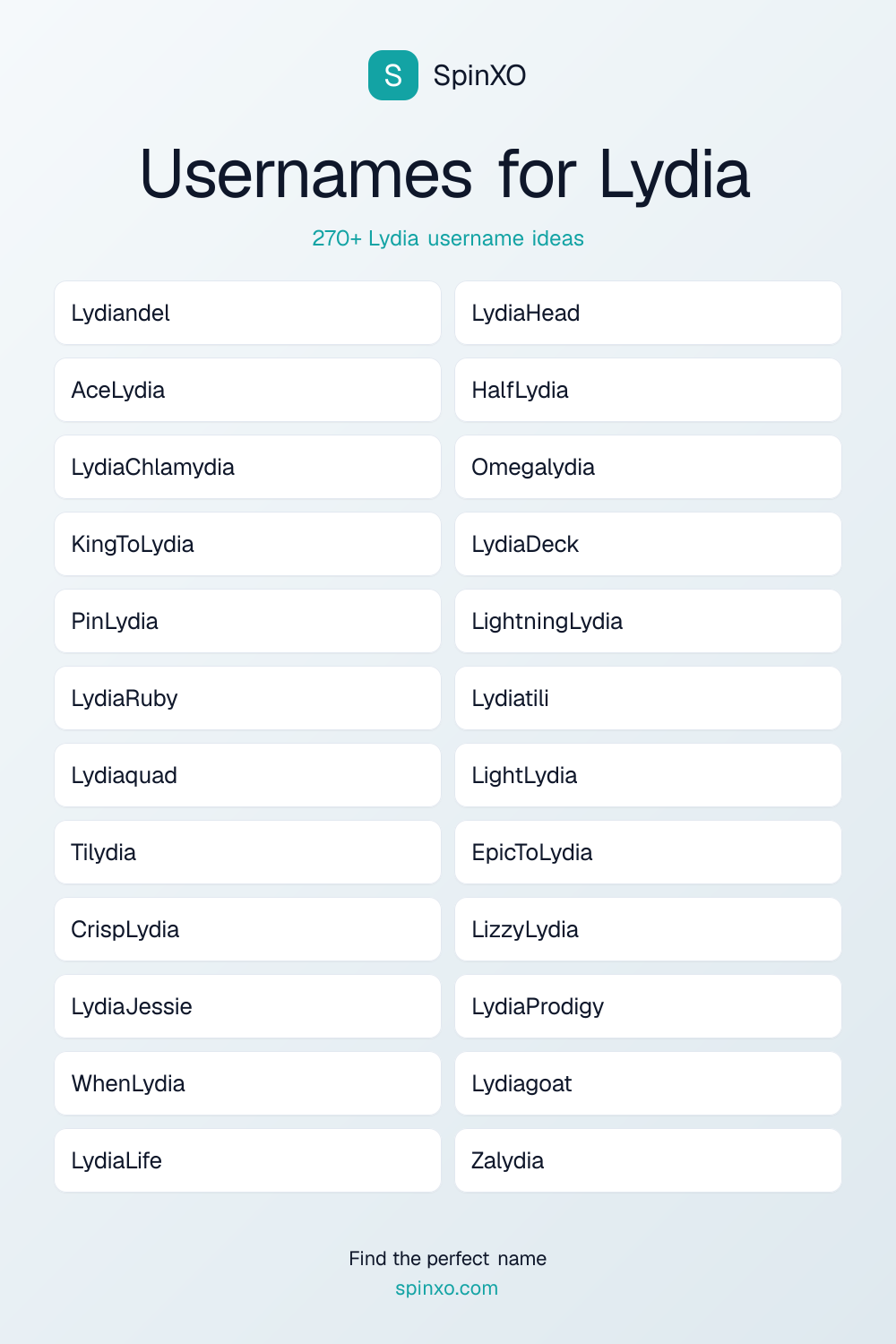 Usernames for Lydia