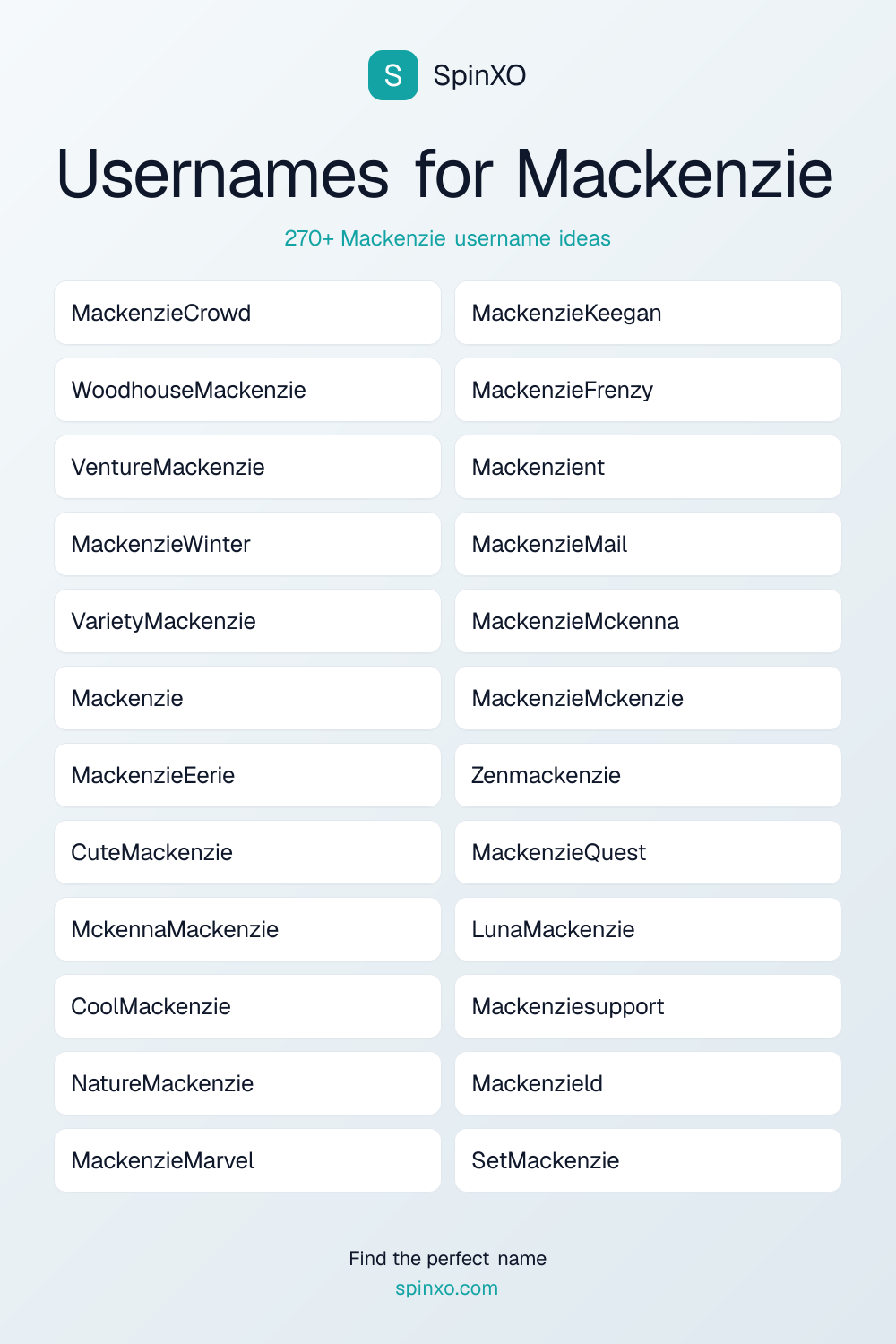 Usernames for Mackenzie