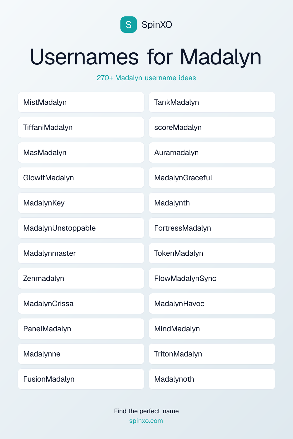 Usernames for Madalyn