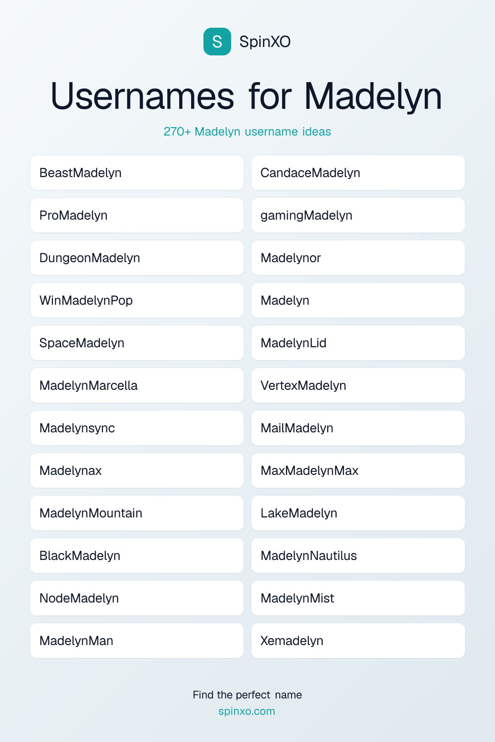 Usernames for Madelyn