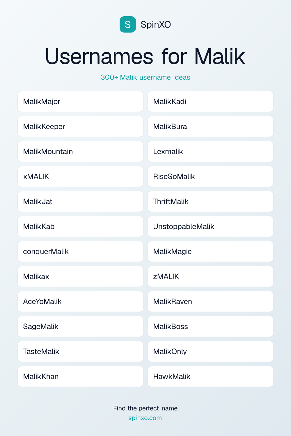 Usernames for Malik