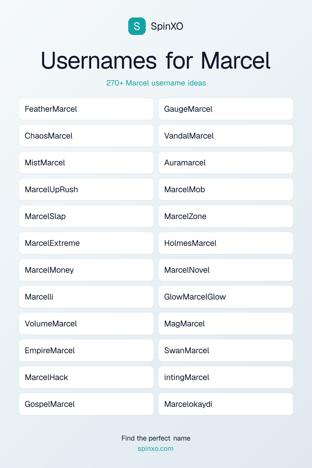 Usernames for Marcel