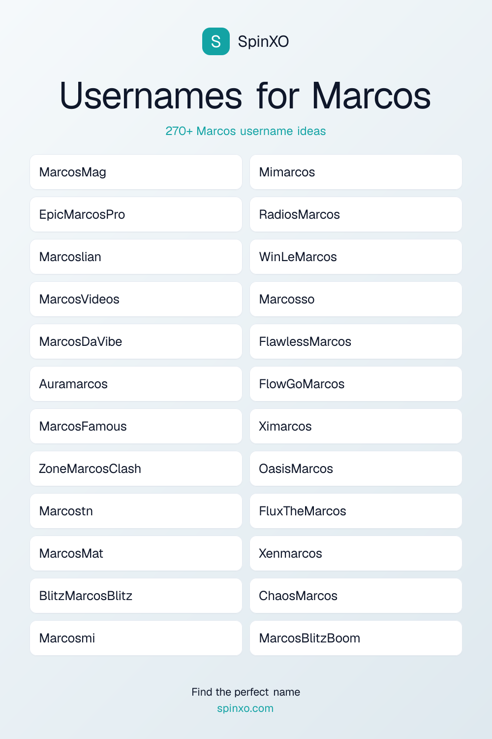 Usernames for Marcos