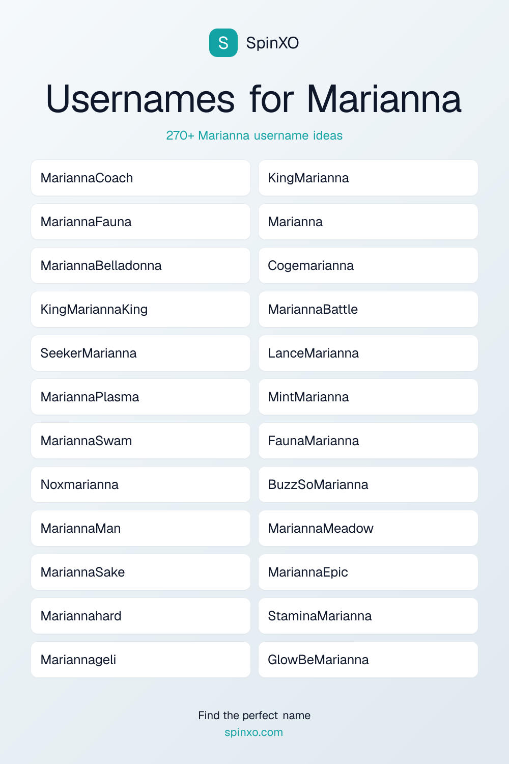 Usernames for Marianna