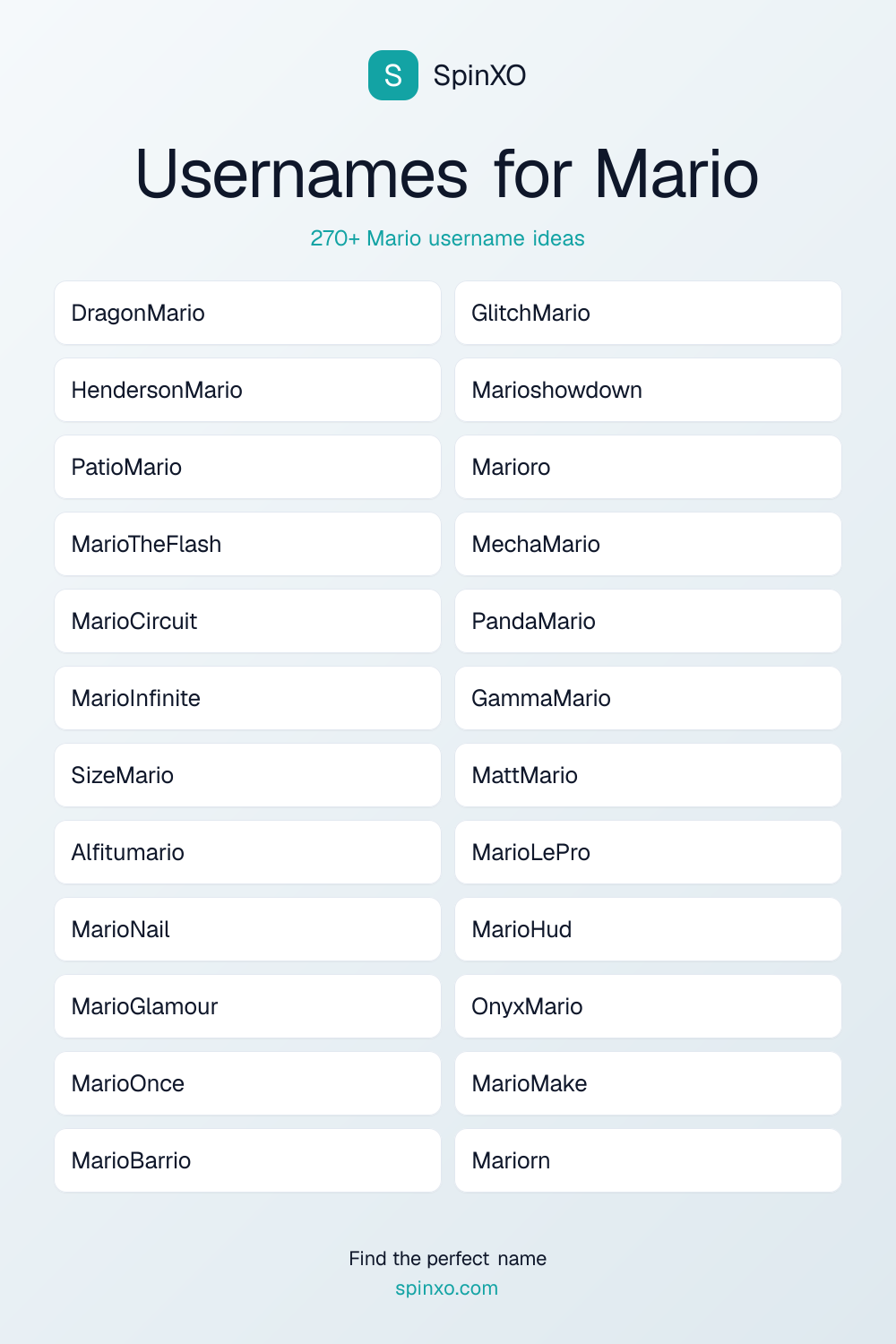 Usernames for Mario