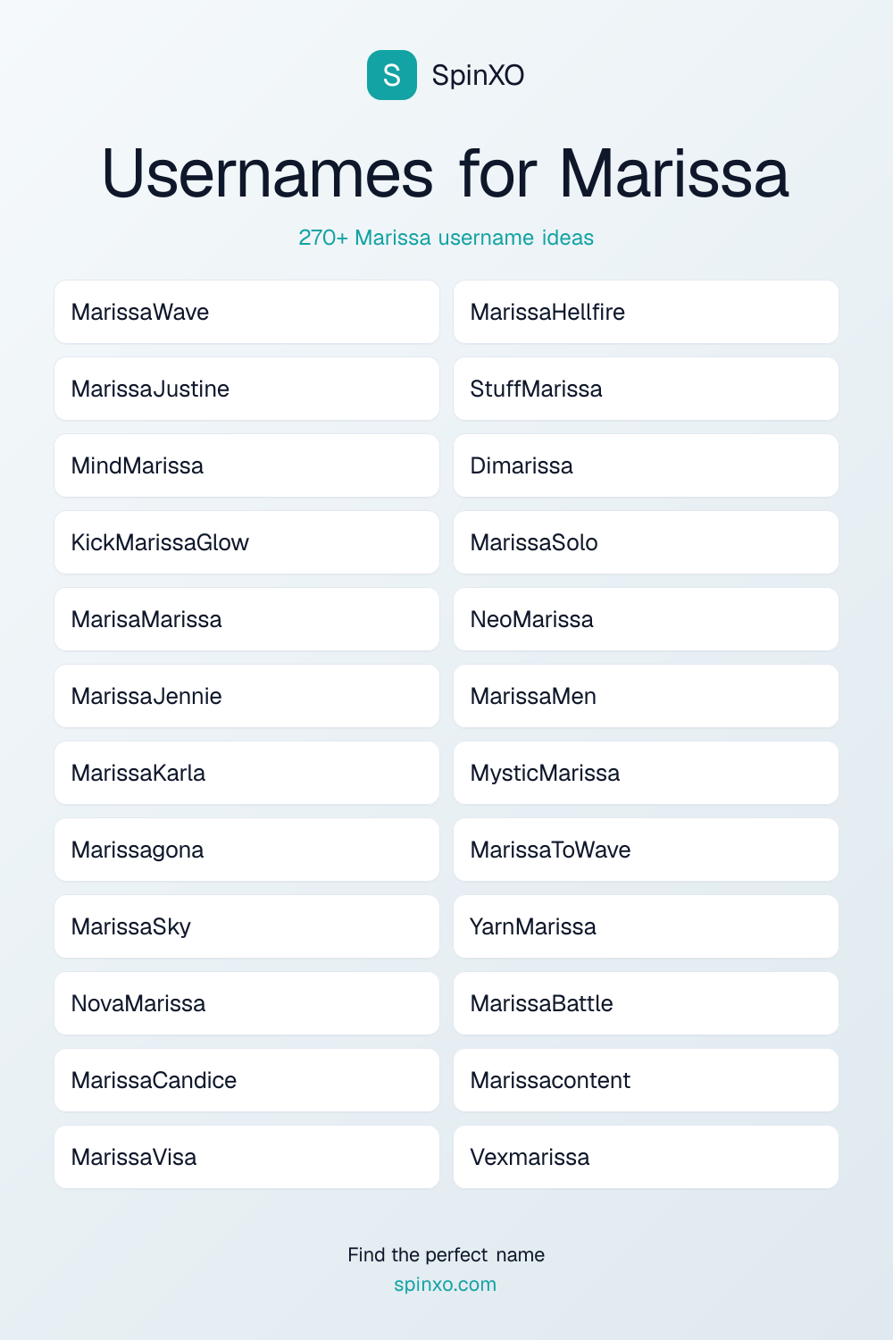 Usernames for Marissa