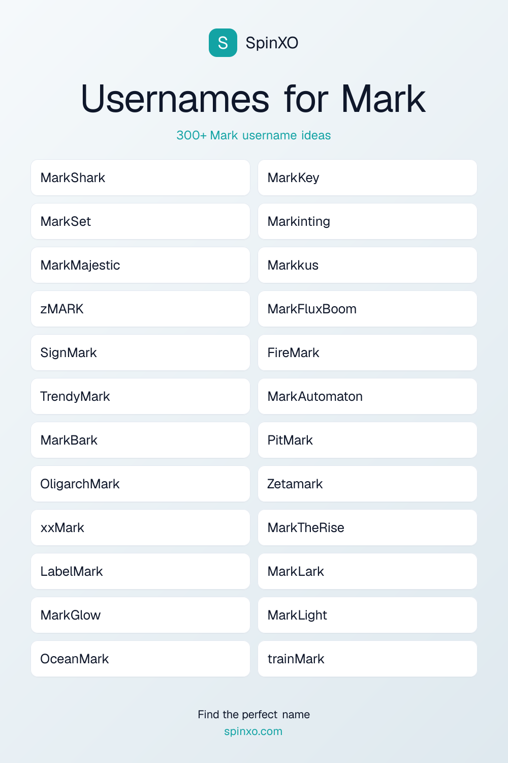 Usernames for Mark