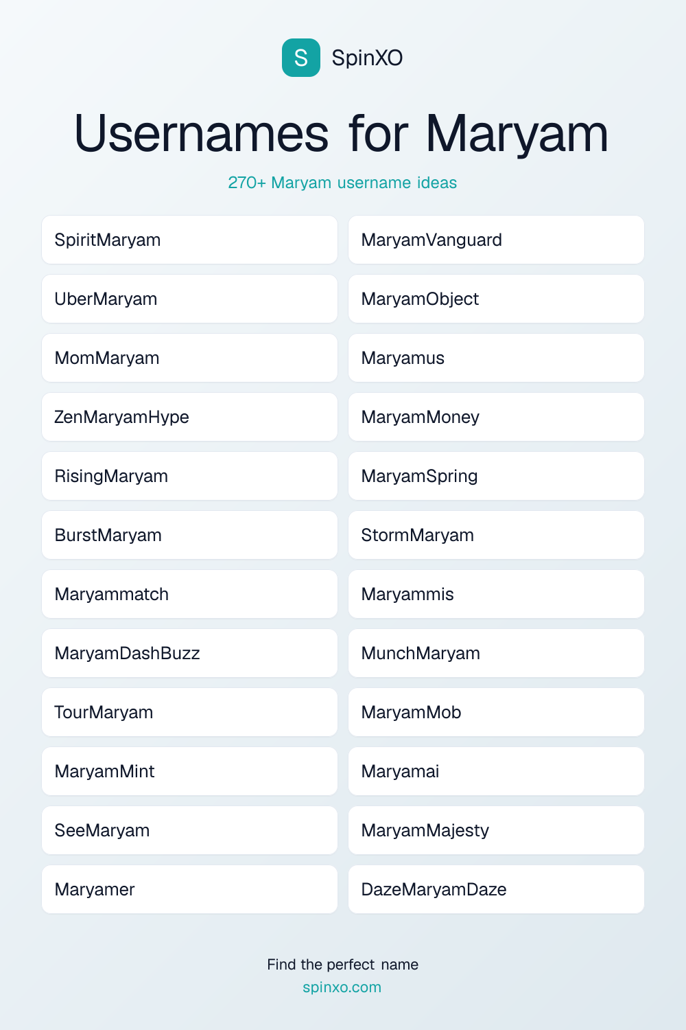 Usernames for Maryam