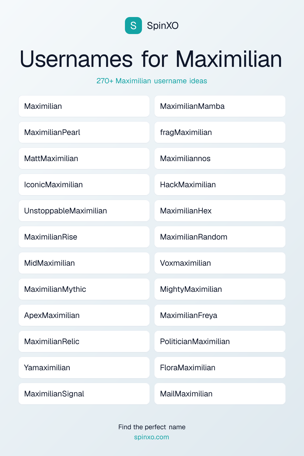 Usernames for Maximilian