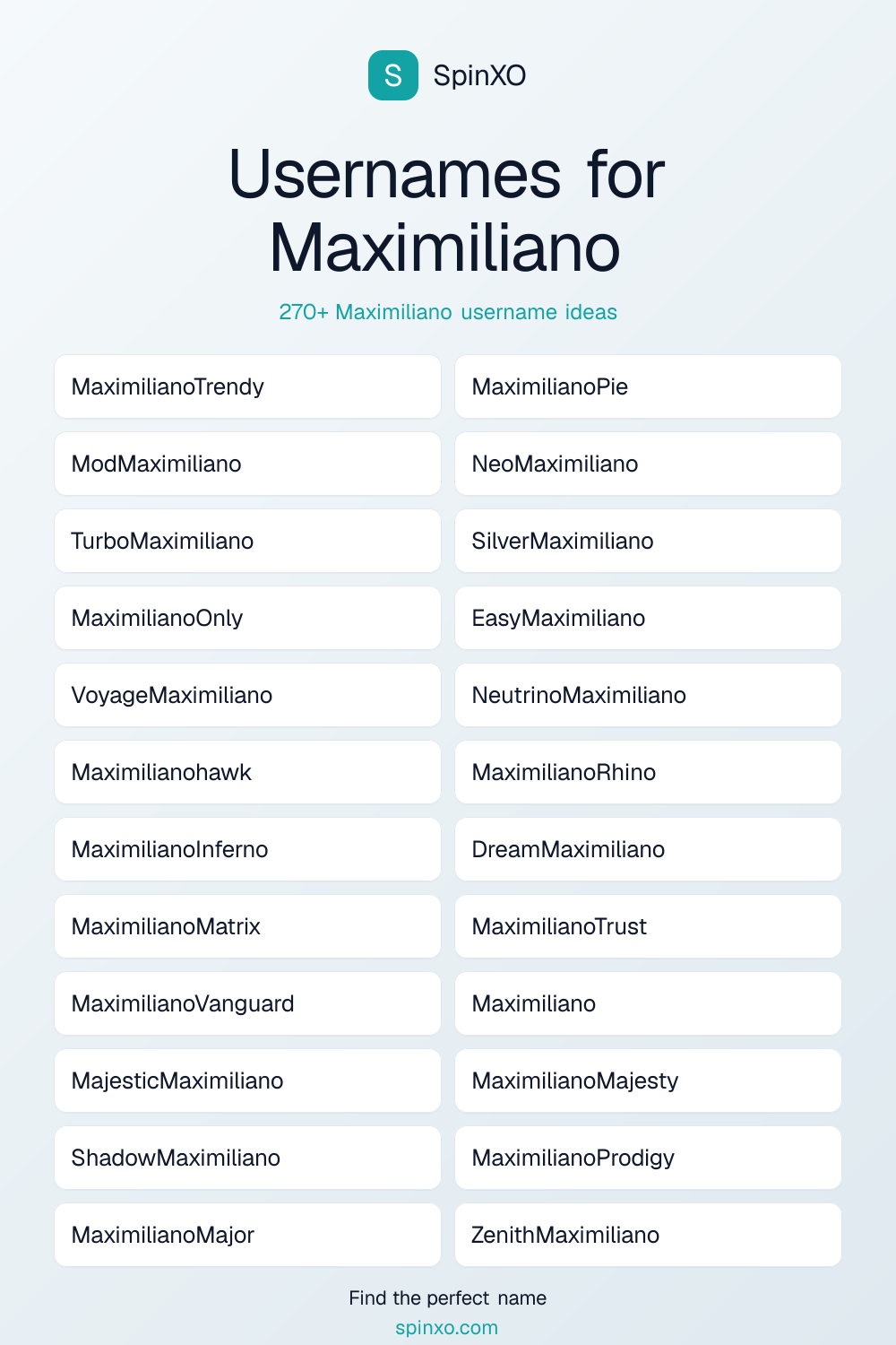 Usernames for Maximiliano