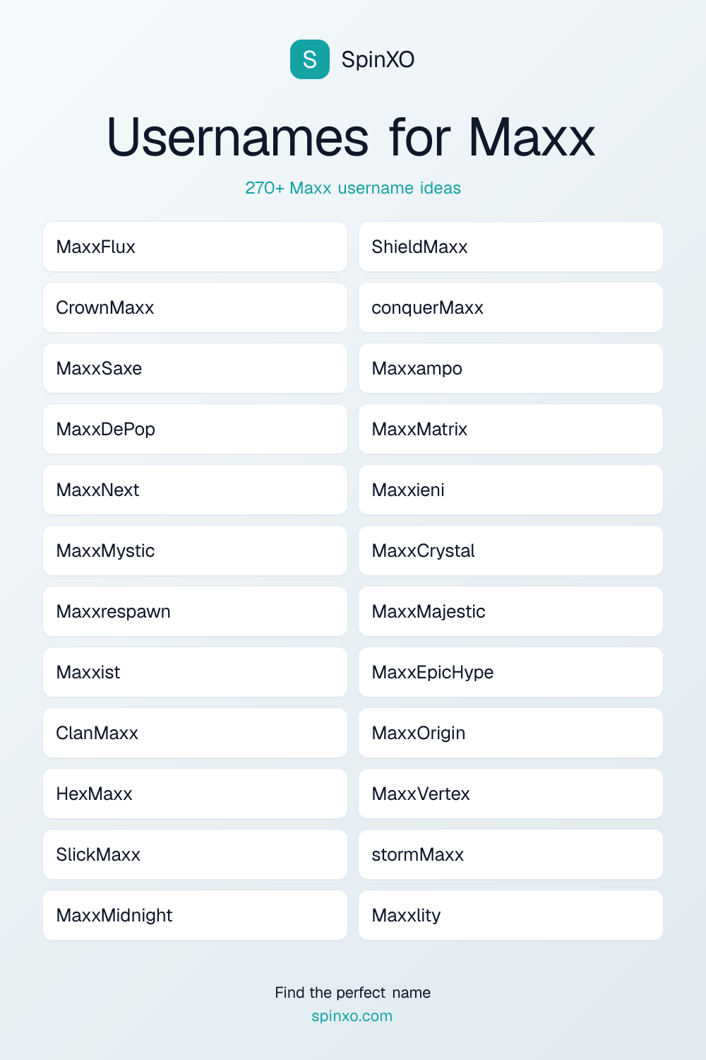 Usernames for Maxx