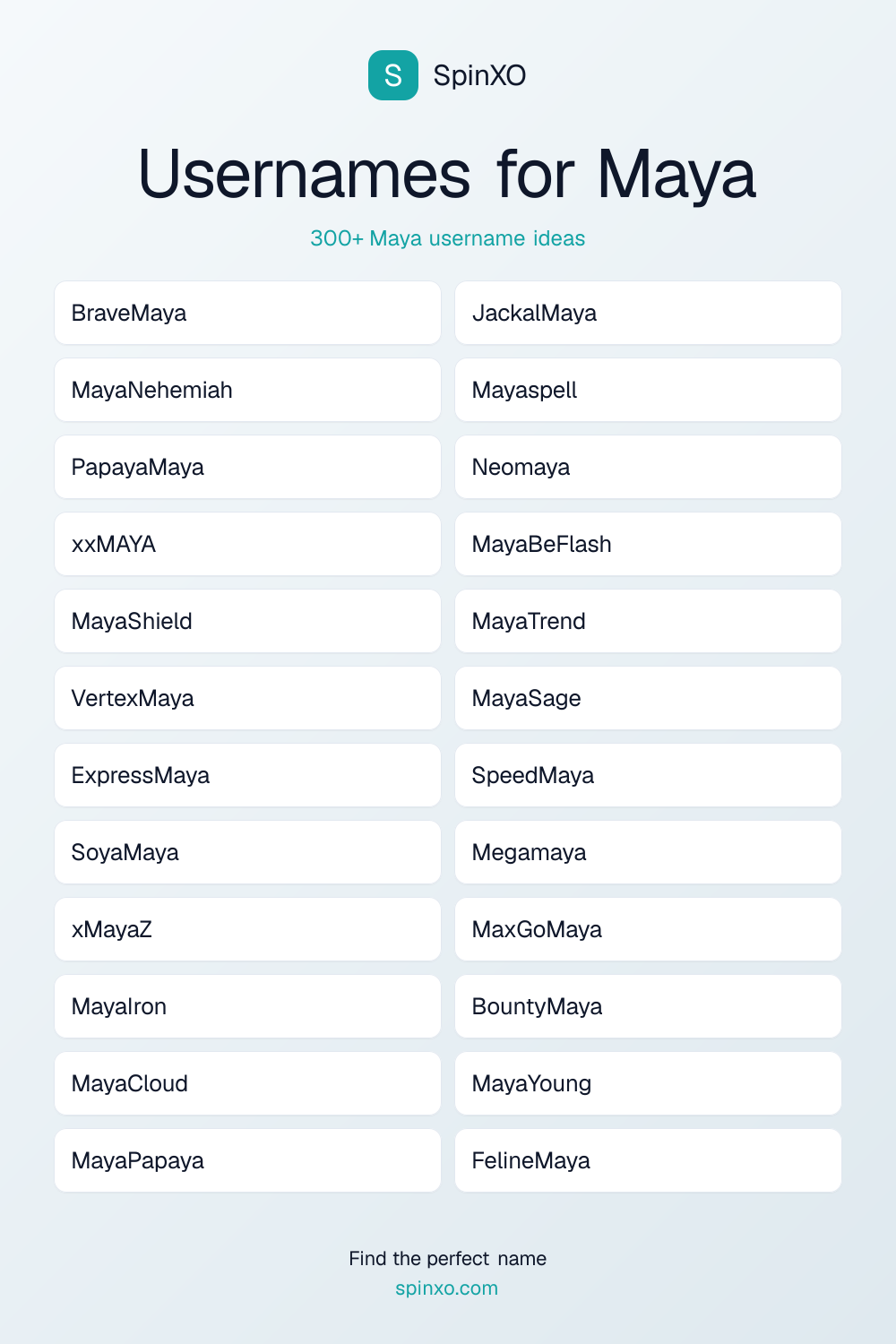 Usernames for Maya