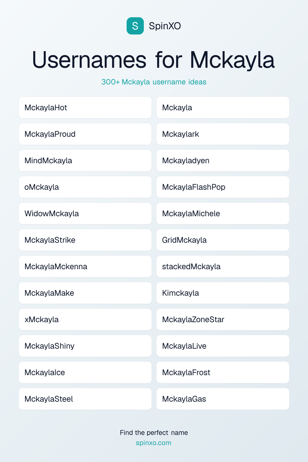 Usernames for Mckayla