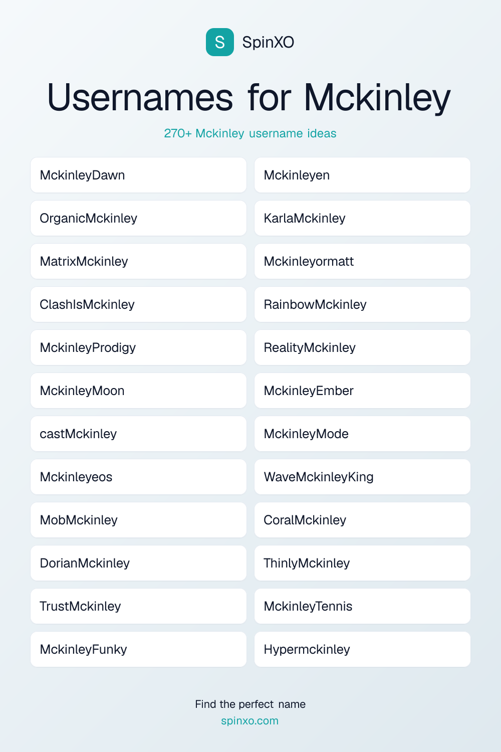 Usernames for Mckinley