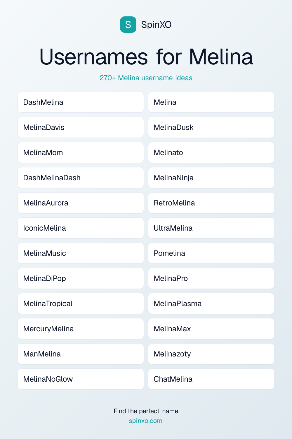 Usernames for Melina