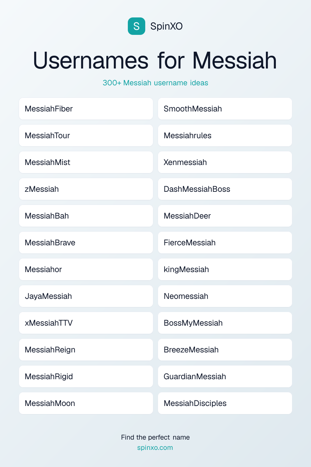Usernames for Messiah