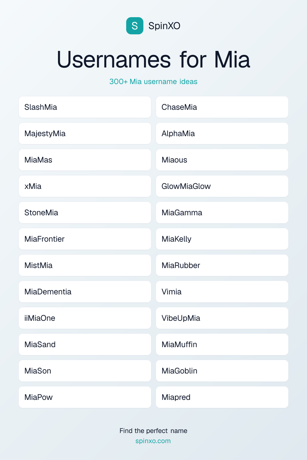 Usernames for Mia